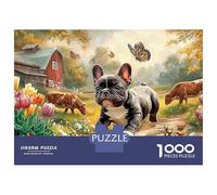 Ferme de French BullChiens Puzzles 1000 Pièces pour Adultes Et Enfants Corgi sur Le Chemin de forêt Premium Quality Difficile Et Stimulant Parfait Les Amateurs De Art Classique 38x26cm/1000pcs