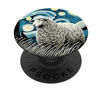 Ferme d'élevage de moutons - Style nuit étoilée Van Gogh PopSockets PopGrip Adhésif