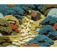 Ferme Diamond Painting Adulte, Diamond Painting Mouton Peinture Diamant Débutant 5D DIY Complet Broderie Diamant Strass Point de Croix Loisirs Créatifs pour Decoration Murale 80 x 60 cm -zjn250113J