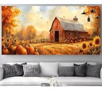 Ferme Diamond Painting Tournesols Diamond Painting Enfant Broderie Kit Complet,5D Peinture Diamant Point de Croix Cristal Artisanat,DIY Tableau Strass Diamant Canevas Débutant Kit 50x150cm M-Y622