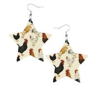 Ferme Différentes Sortes De Coqs Boucles D'Oreilles En Cuir Double Face Boucles D'Oreilles Légères Boucle D'Oreille Pour Fête Des Mères Quotidien Femme