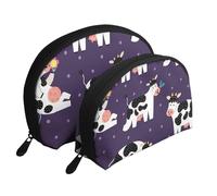 Ferme drôle de Vaches drôles, Trousse de Maquillage Coquille Femme Petit Porte-Monnaie Trousse de Toilette Trousse à cosmétiques 2 pièces
