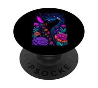 Ferme Galactique Florale Magique en Forme de Cochon Noir Volant PopSockets PopGrip Adhésif