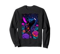 Ferme Galactique Florale Magique en Forme de Cochon Noir Volant Sweatshirt