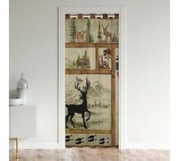 Ferme Lake House Rideau Occultant, Campagne Chasse Au Cerf Pour L'Intimité, Faune Vintage, Bois Pin Paddle Plaid Diviseur de Chambre 132x203