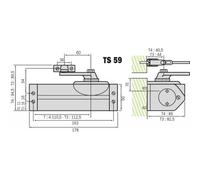 Ferme-porte Dormakaba Ferme-porte Force 3 avec bras standard TS 59 finition argent - DORMA - 32310100