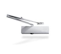 Ferme-porte Geze TS 2000 NV BC argenté avec barre normale et plaque de montage pour portes à un vantail jusqu'à 1100 mm de largeur de vantail, force de fermeture en continu et butée réglable par valve