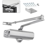 Ferme-porte Hydraulique Automatique avec Dispositif D'arrêt, Ferme Porte à Ressort Réglable, Porte de 25-45 kg (Argent)