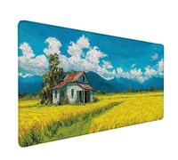 Ferme Tapis de Souris XXL 100 x 50 cm, Tapis Souris Paysage sous Main Bureau avec Bords Cousus, Imperméable Mouse Pad Base en Caoutchouc Antidérapant Surface pour Gamer, PC, Cadeau Femme -lsy26037I