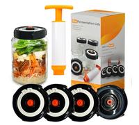 Fermenter lids - Kit de fermentation domestique avec 4 couvercles de fermentation à large ouverture avec sas, pompe d'extraction d'oxygène, idéal pour la choucroute, le kimchi, les cornichons et les