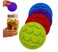 Fermenting Lids for Jars - 4 Piece Silicone Airtight Cap | Jar Pour Spout Lid - for Canisters Kitchen Home Storage Food Meal Salad Dressing Yogurt Flour Candy Cookie Coffee Drink