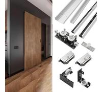 Fermer en douceur invisible rail de porte passante, piste de porte coulissante pour chambre/salle de bain/buanderie, système de porte flottante en alliage d'aluminium coupable,1.5m/4.9ft