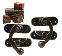 Fermeture à crochet pour boîte à bijoux en bois - Fermeture antique rétro de 2 pièces 3,2 x 2,7 cm | Fermé à bras oscillant gauche et droite, mini vintage pour outils de boîte à bijoux pour valig