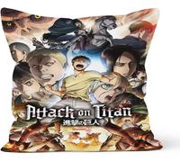 Fermeture À Glissière Cachée Taies D'oreiller Décoratives Double Face Attack On Titan Saison 2 Anime Taie D'oreiller Cadeau, Appliquer À La Décoration De Voiture, À La Maison, Au Canapé, À La Literie,