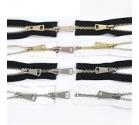 fermeture à glissière, Fermetures éclair simples/doubles à extrémité ouverte vêtements longs(Black Gold Double,60cm)