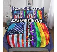 Fermeture À Glissière Housse De Couette De LGBT Pride Rainbow USA Flag Design King(220x240cm), Microfibre Douce Pride Month Linge De Lit, Doux Et Souple Literie Chaleur Luxe Parure De Lit