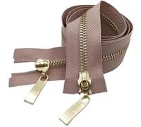 Fermeture à glissière simple robuste, Fermeture éclair double curseur en métal doré clair avec dents multicolore 5# 80/100/120 cm(Purple Pink,5# 120cm)