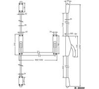 Fermeture anti-panique 3 points argent coupe-feu 1250 mm JPM 89D300-21-2A