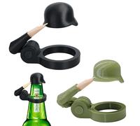 Fermeture de Bouteille Bouteilles de Bière, Casque de Bouteille de Bière avec Salut de Soldat, Casqueur Décoratif Réutilisable Flow Flowed Soldier Bière Casque pour Bar Family Party (2 pcs)