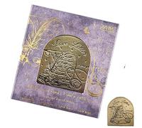 Fermeture décorative - Sécurisateur de documents à finition vieillie, marqueur de page sur le thème littéraire, mécanisme de charnière à ressort solide, dispositif de maintien de papier d'archivage