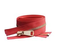 Fermeture éClair 5/10 pièces 30/40/50/60/70/80cm 5 # coloré serrure automatique à extrémité ouverte fermeture éclair en métal doré bricolage artisanat vêtements poche for vêtement(Red,40CM_10 PCS)