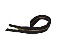Fermeture Éclair 60 cm Noir - Maille Doré A Glissière Métallique A Zipper Séparable Ouvrable Divisible Couleur Noir - Maille Métal doré 60 cm