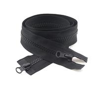 Fermeture éclair à Double curseur en résine, 2 pièces, 5#80-150cm, fermeture éclair à extrémité ouverte pour vêtements, veste, accessoires de réparation de couture, Noir, 120cm