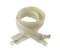 Fermeture éclair à Double curseur en résine, 2 pièces, 5#80-150cm, fermeture éclair à extrémité ouverte pour vêtements, veste, accessoires de réparation de couture, Beige, 120cm