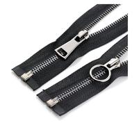 Fermeture éclair à double sens, fermeture éclair à double sens, fermeture éclair noire à extrémité ouverte et fermée, tirette for manteaux, vestes et vêtements d'extérieur(Oblong Slider,150cm)