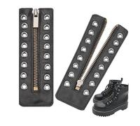 Fermeture éclair à lacets - Insert à 8 œillets - 2 pièces, fermeture rapide sans nœud, fixation de chaussures de travail en cuir synthétique, lacets de rechange à fermeture éclair, faciles à