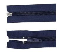 Fermeture Eclair Bleu Marine Séparable 50 CM, ouvrante en Nylon et Plastique, Maille 5 MM Curseur Métal pour blouson, veste, manteau.