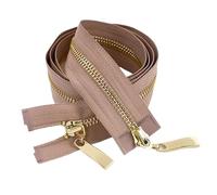 Fermeture Eclair Double Curseur 1 Fermeture Éclair Métallique Dorée À Double Curseur, 80/100/120 Cm, N° 5, Verrouillage Automatique(Purplepinkgold,100cm)