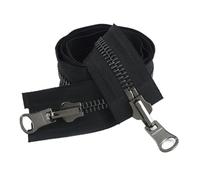 Fermeture Eclair Double Curseur 1 fermeture éclair rotative métallique à curseur ouvert, réversible, double face, de 60 120 cm, n° 5 ou 8, for la couture vestes(Black,60cm)