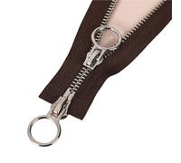 Fermeture éclair double curseur Fermeture éclair n° 5 à double curseur en métal for vêtements et accessoires d'extérieur, dents cuivre platine pour Couture(Coffee-90cm)