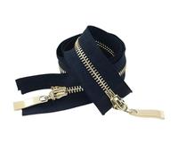 Fermeture Eclair Double Curseur Ruban De Fermeture Éclair Métallique N° 5, 80/100/120 Cm, À Double Curseur, For Vestes Et Manteaux(BlueGold,100cm)