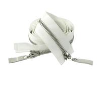 Fermeture Eclair Double Curseur Ruban De Fermeture Éclair Métallique N° 5, 80/100/120 Cm, À Double Curseur, For Vestes Et Manteaux(WhiteSilver,120cm)