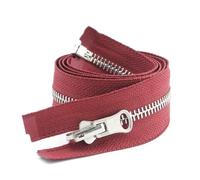 Fermeture éclair Double face en métal, 85cm, 5#, extrémité ouverte, curseur, fermeture éclair, bricolage, manteau, veste, vêtements, accessoires de couture, Vin rouge, 85cm