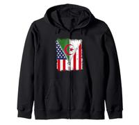 Fermeture éclair drapeau américain Algérie Sweat à Capuche