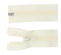 Fermeture Eclair Ecru Séparable 40 CM, ouvrante en Nylon et Plastique, Maille 5 MM Curseur Métal pour blouson, veste, manteau.
