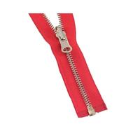 Fermeture éclair en métal à extrémité ouverte, 70cm/90cm, 5#, tête d'extraction réversible, pour bricolage de vêtements, accessoires de couture, Rouge, 90cm