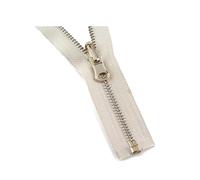 Fermeture éclair en métal à extrémité ouverte, 70cm/90cm, 5#, tête d'extraction réversible, pour bricolage de vêtements, accessoires de couture, Beige, 90cm