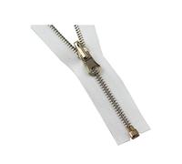 Fermeture éclair en métal à extrémité ouverte, 70cm/90cm, 5#, tête d'extraction réversible, pour bricolage de vêtements, accessoires de couture, Blanc, 90cm