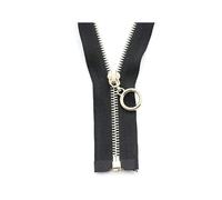 Fermeture éclair en métal doré, 40/50/60/70/90/120cm, 3#, extrémité ouverte, couture, vêtements, manteaux, sacs, fermetures éclair, Noir, 40cm