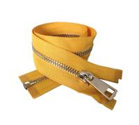 Fermeture éclair en métal doré à extrémité ouverte, 30/40/50/60/70/80cm, 5#, pour bricolage de vêtements, poche de vêtement, fermeture éclair de couture, Jaune, 60cm