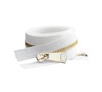 Fermeture éclair en métal doré à extrémité ouverte, 30/40/50/60/70/80cm, 5#, pour bricolage de vêtements, poche de vêtement, fermeture éclair de couture, Blanc, 40cm