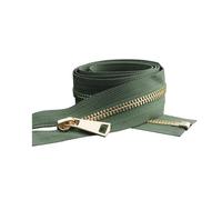 Fermeture éclair en métal doré à extrémité ouverte, 30/40/50/60/70/80cm, 5#, pour bricolage de vêtements, poche de vêtement, fermeture éclair de couture, armée verte, 50cm
