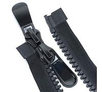 Fermeture éclair en métal, glissières continues, n° 8 en résine à double ouverture, 80 cm, 90 cm, 100 cm, 120 cm de long, pour couture de textile domestique, double tête, 1 pièce (noir, 100 cm)