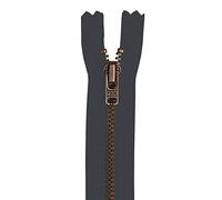 Fermeture éclair en métal vieilli 3 mm, ardoise, L : 10 cm