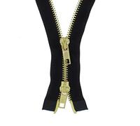 Fermeture éclair en plastique ou métal noir divisible ou divisible à 2 voies 5 mm ou 8 mm (métal doré (5 mm) - 2 voies divisibles, 76 cm