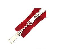 fermeture éclair, fermetures éclair à coudre, 5# double curseur 60/70/80/90/100/120/150 cm fermeture automatique en métal or rose rouge, 70 cm (couleur : rouge, taille : 60 cm)